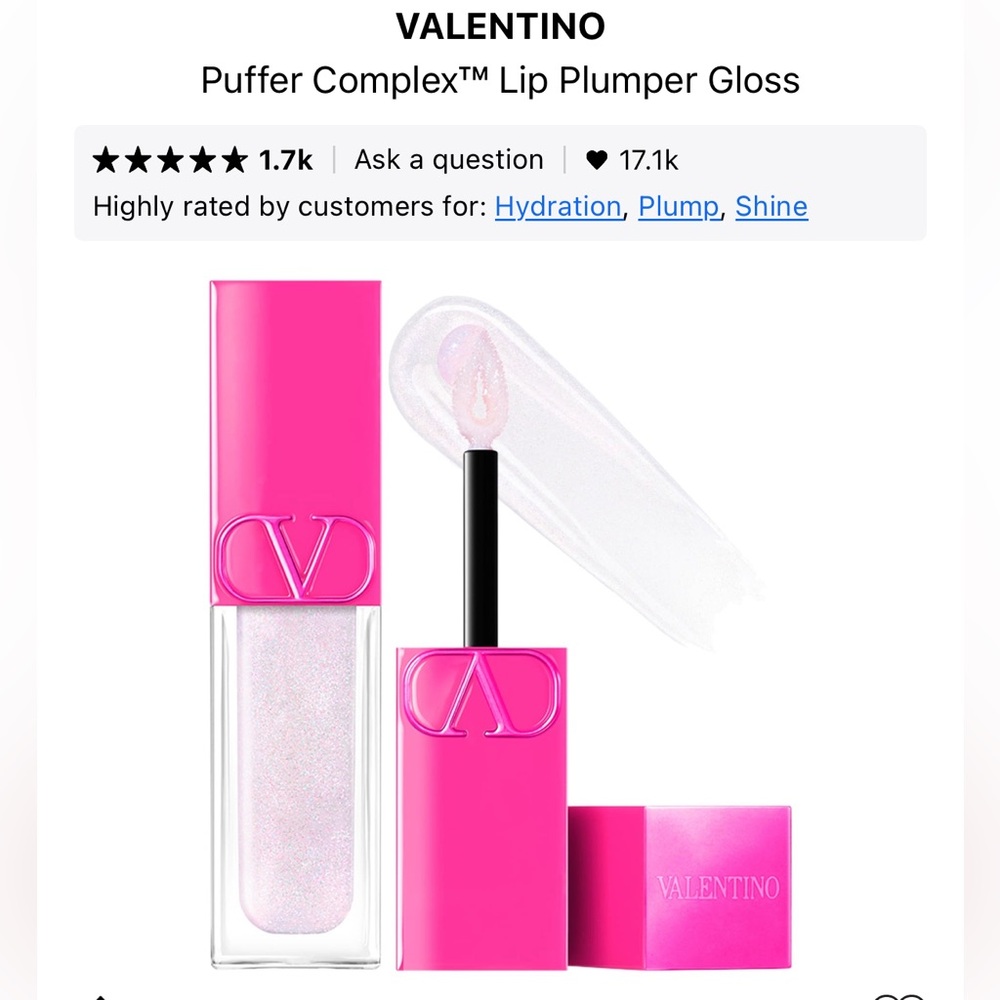 Valentino Puffer Complex Lip Plumper Gloss 00R Dazzling Mermaid (3.9 ML) - Picture 10 of 11